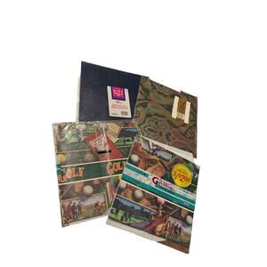 Vintage Cleo Gift Wrap Lot Golf Theme Paisley Solid Color Sheets Craft Ephemera